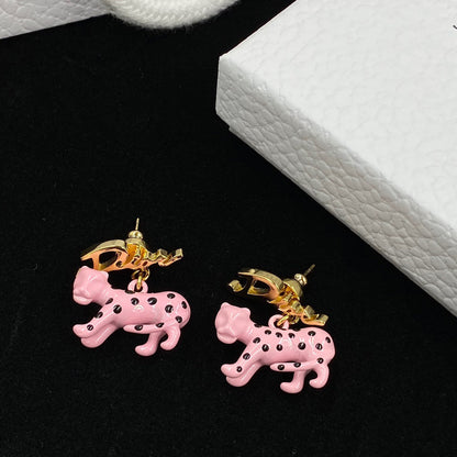 Pink Leopard Stud Earrings