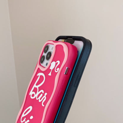 Cartoon Pink Letters Silicone Case