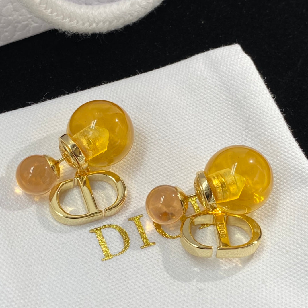 Orange Ball Stud Earrings