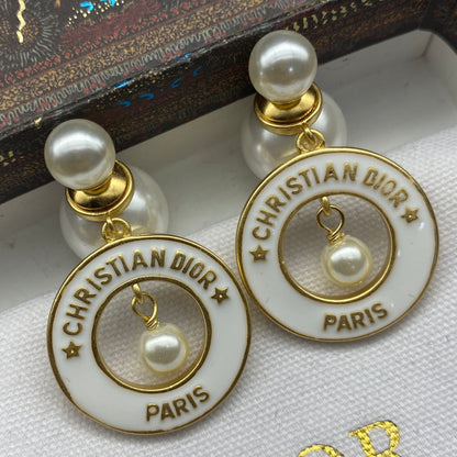 Letter Pearl Epoxy Earrings