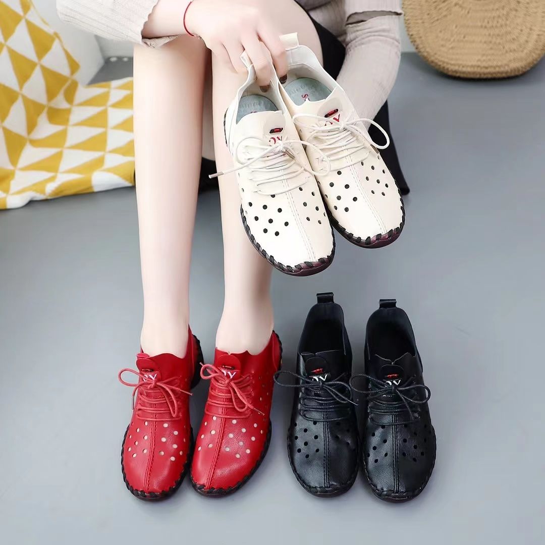 Italian handmade hollow breathable soft sole shoes