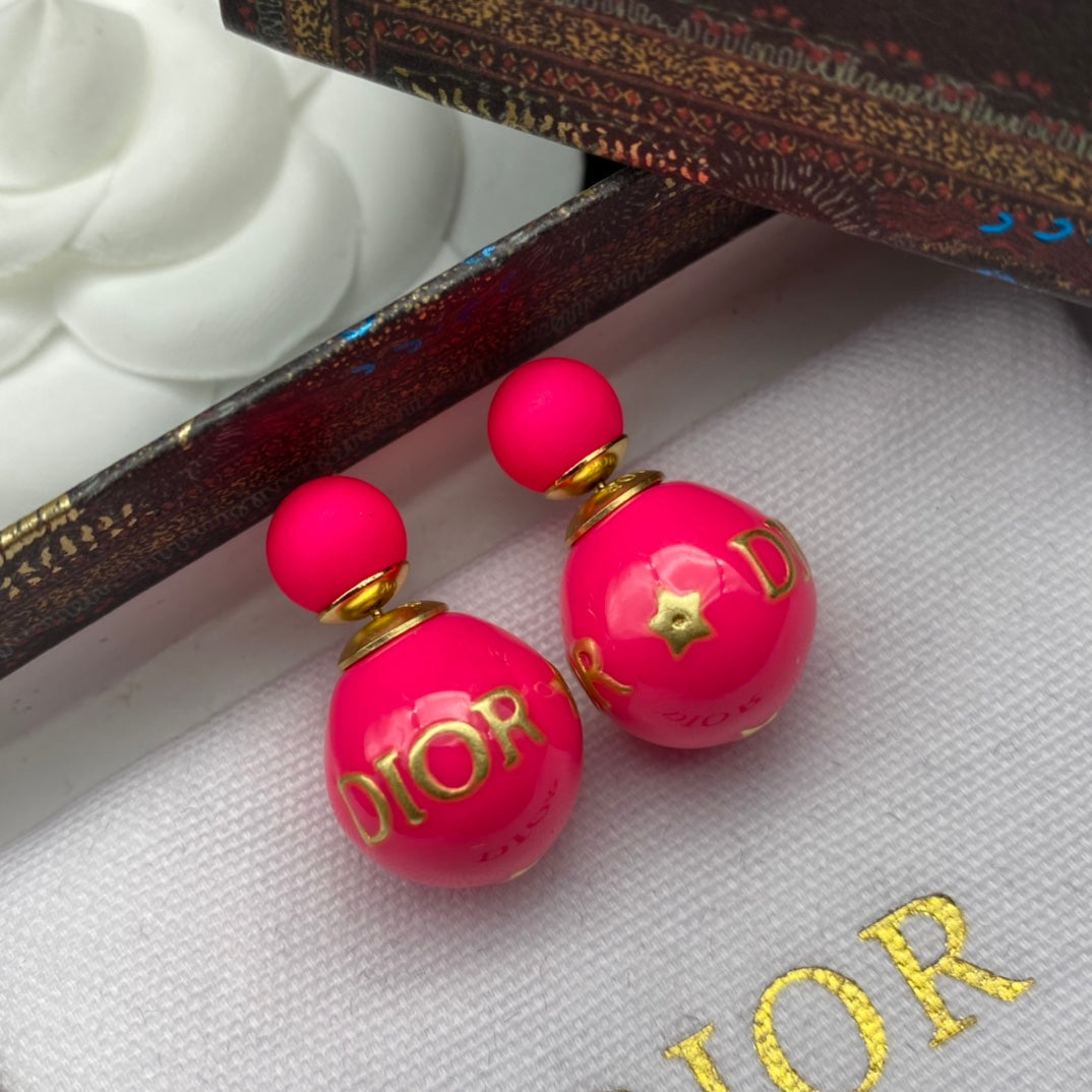 Pink Letter Star Earrings