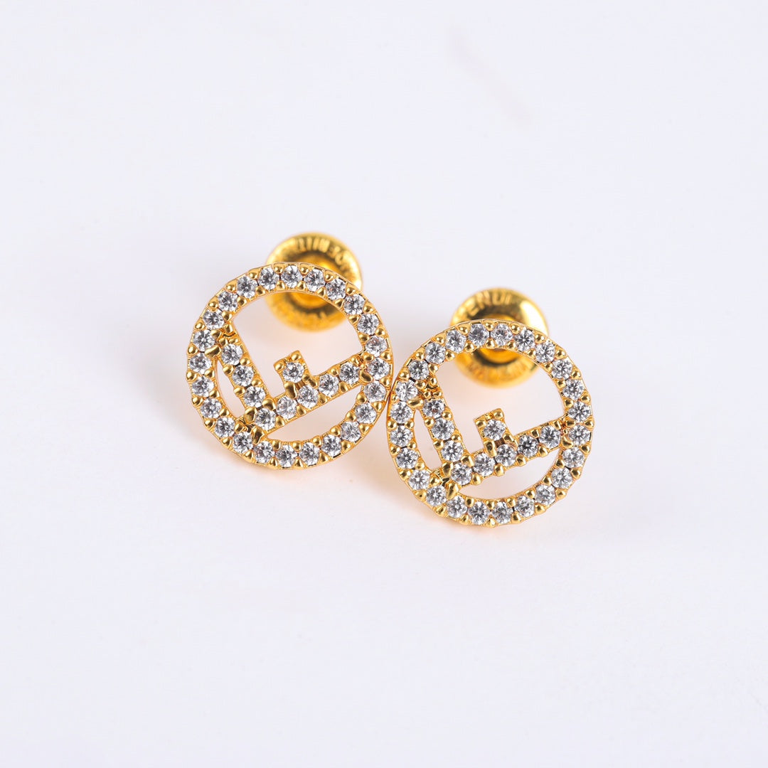 F Letter Diamond Earrings