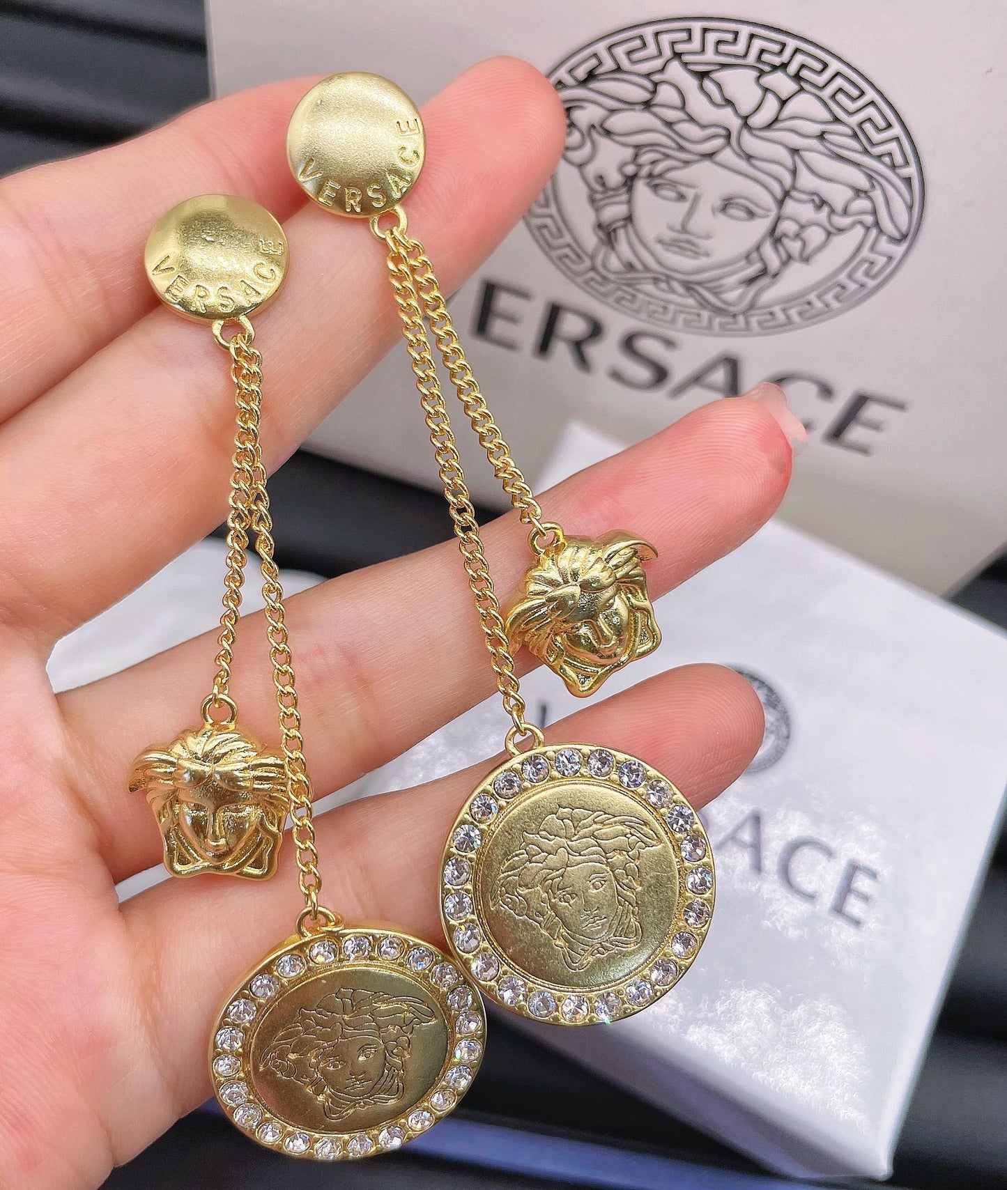 Medusa Chain Drop Earrings