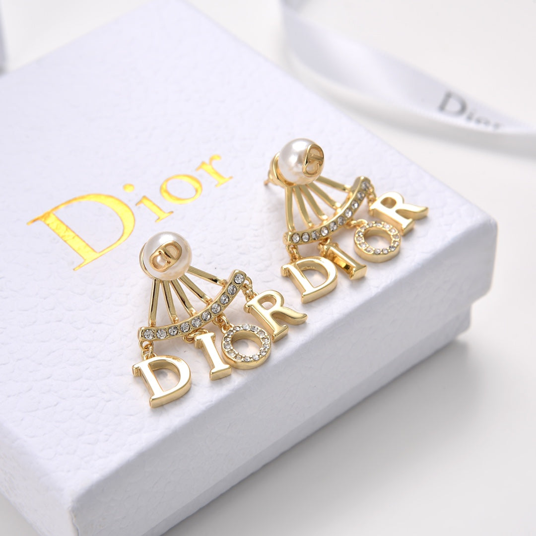 Premium Letter Pendant Pearl Earrings