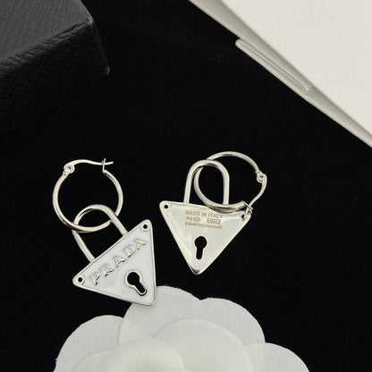 Classic Inverted Triangle Lock Earrings