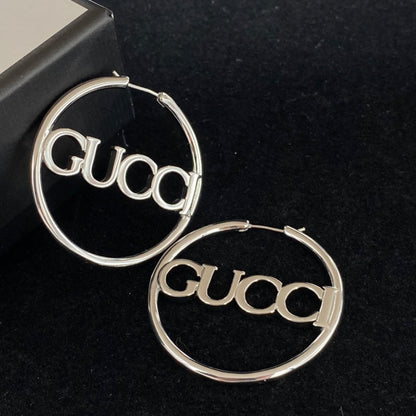 Versatile Logo Letter Hoop Earrings