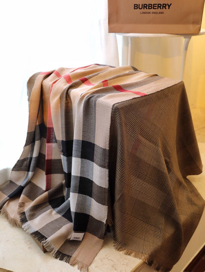 Double-Sided Plaid Soft Cashmere Shawl Scarf