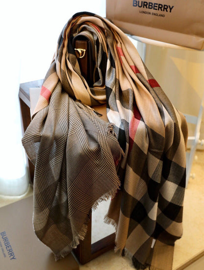 Double-Sided Plaid Soft Cashmere Shawl Scarf