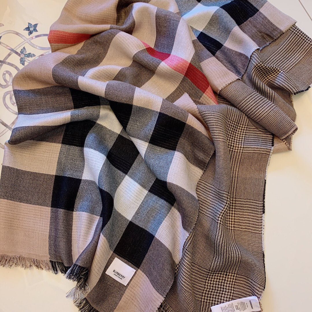 Double-Sided Plaid Soft Cashmere Shawl Scarf