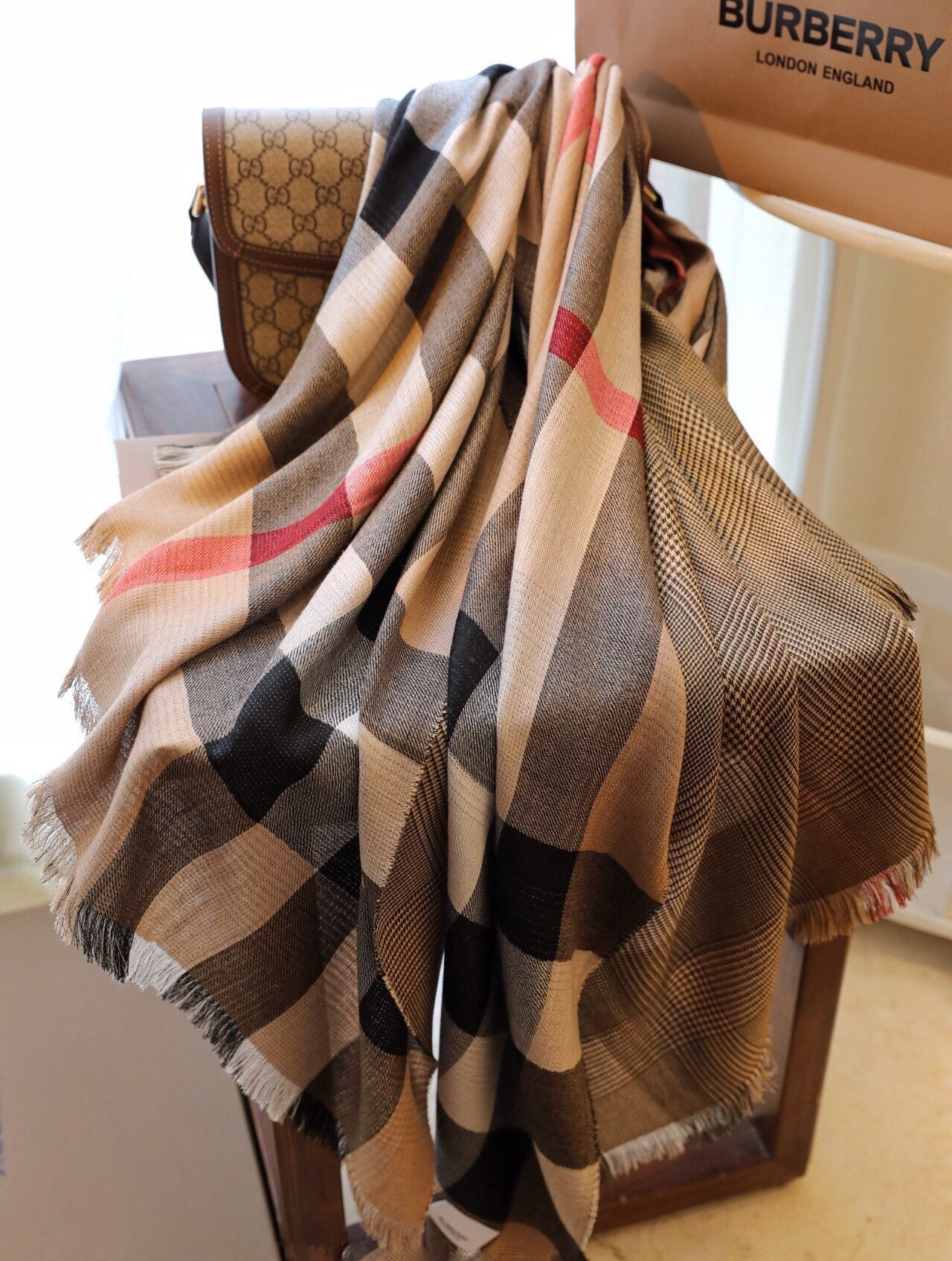 Double-Sided Plaid Soft Cashmere Shawl Scarf