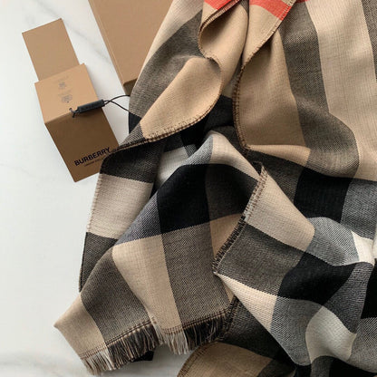 Double-Sided Plaid Soft Cashmere Shawl Scarf