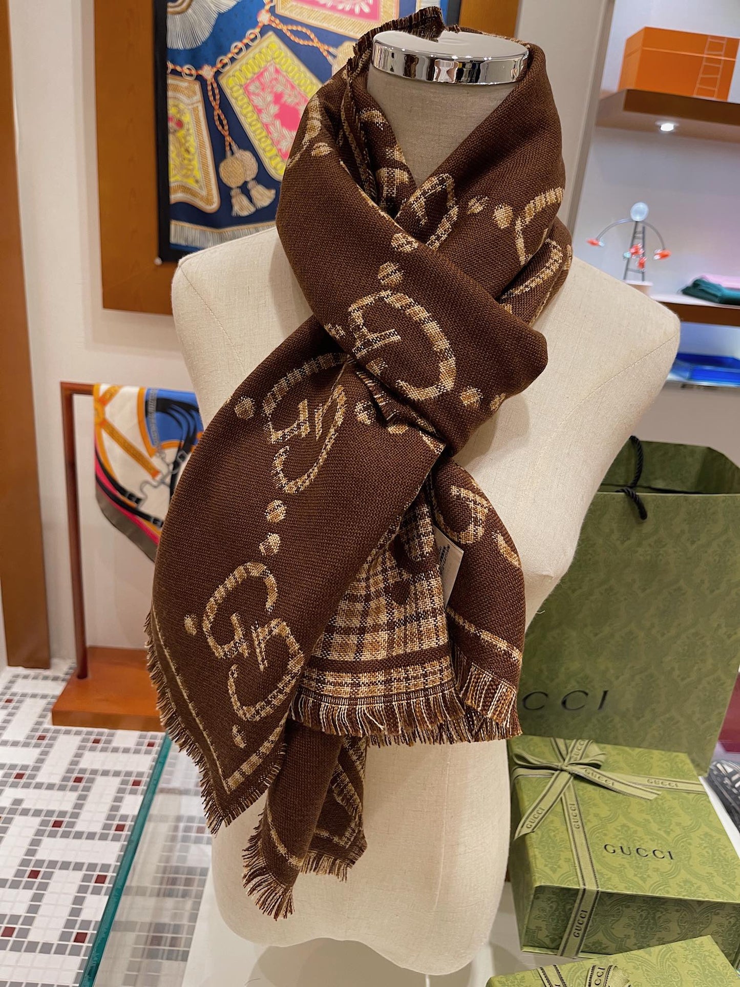 Fashionable Retro Double-Sided Plaid Wool Scarf