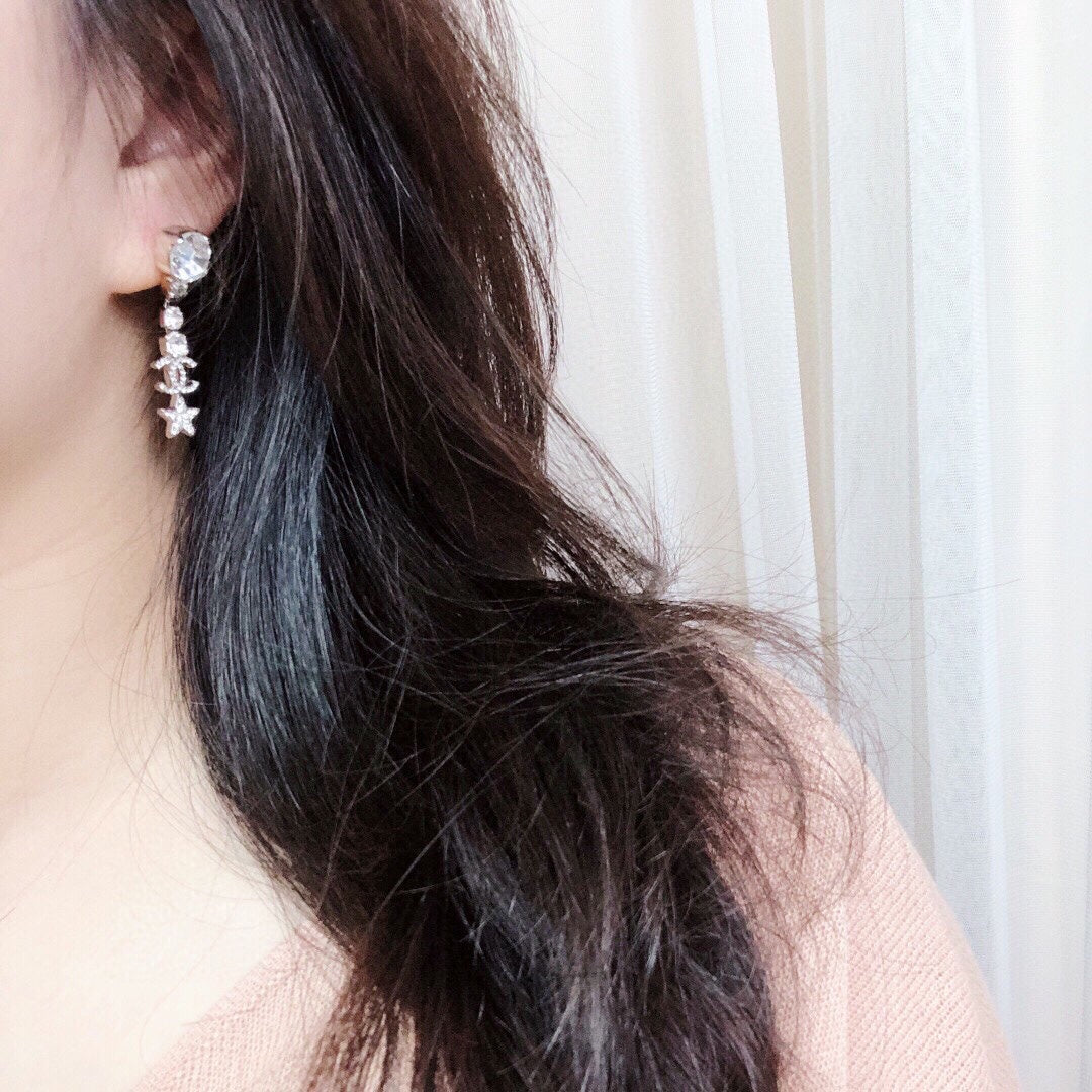 Star Crystal Long Earrings