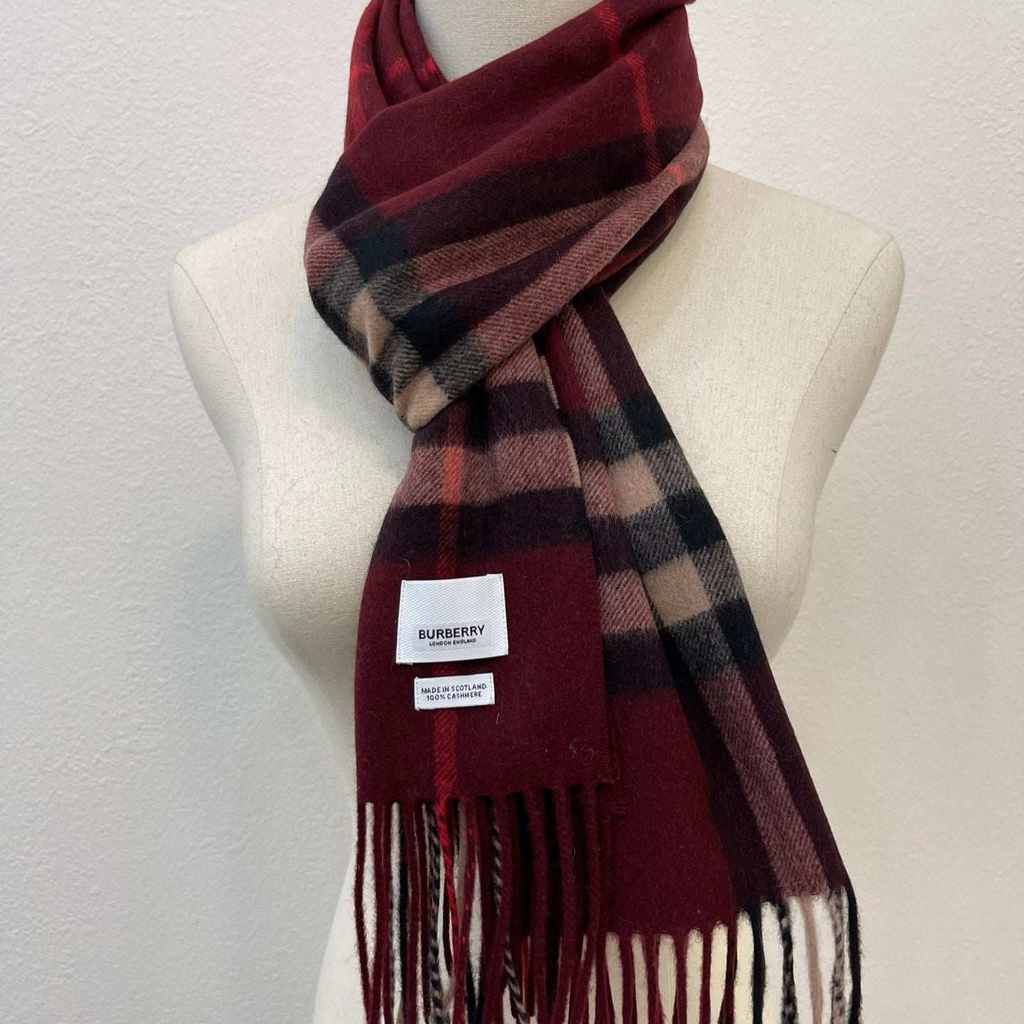 Classic Embroidery Plaid Cashmere Scarf