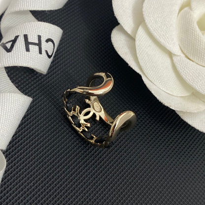 Leather Electroplated Gold Open Ring