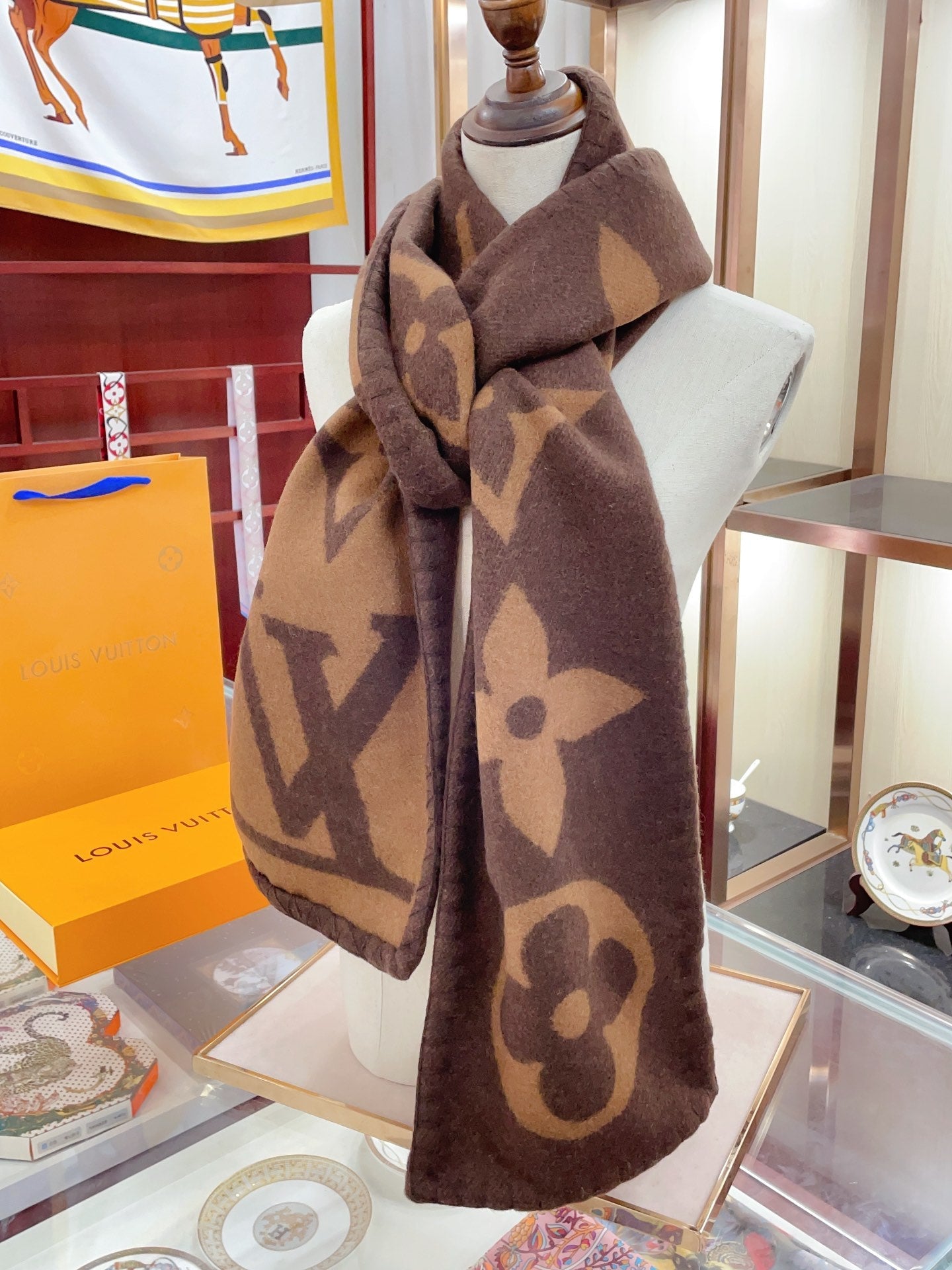 Cashmere Embossed Long Scarf