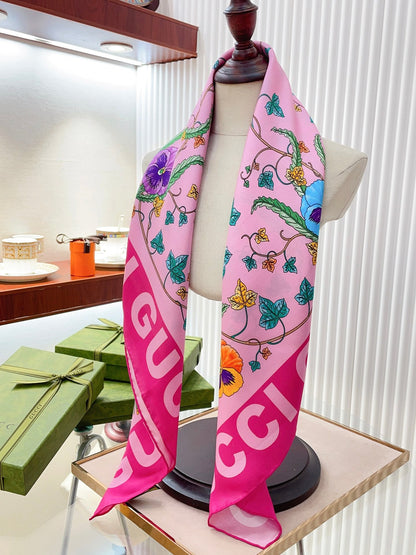 Floral Print Silk Scarf