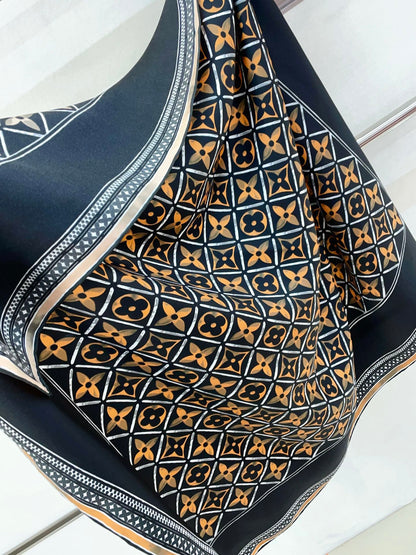 Vintage Embossed Square Silk Scarf