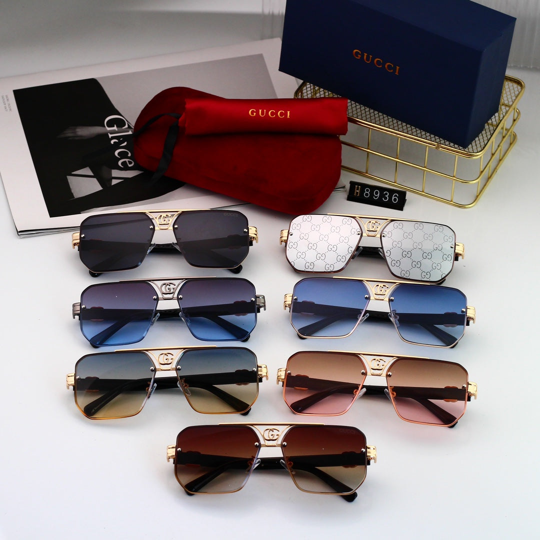 Fashion Metal Logo Polygon Sunglasses