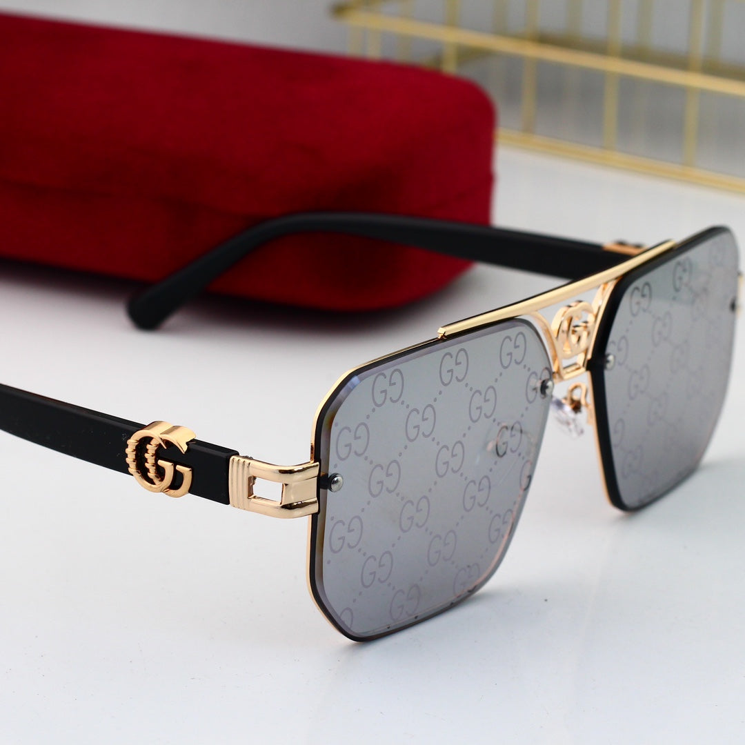 Fashion Metal Logo Polygon Sunglasses