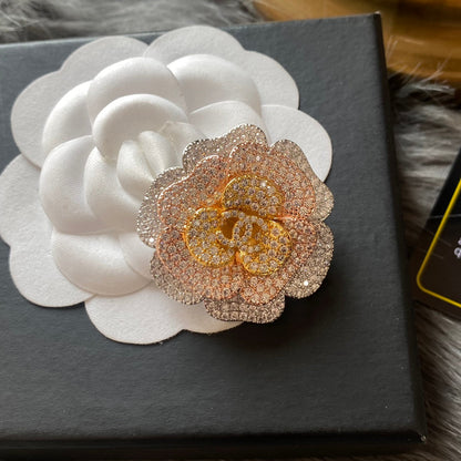 Sparkling Diamond Flower Brooch