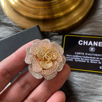 Sparkling Diamond Flower Brooch