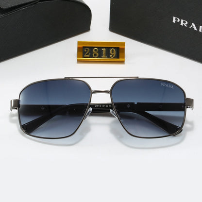 Square Double Bridge Metal Sunglasses