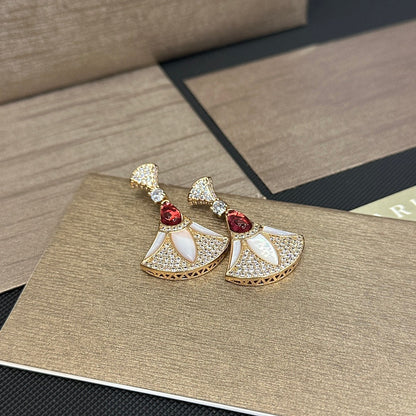 Vintage Elegant Fan Diamond Earrings