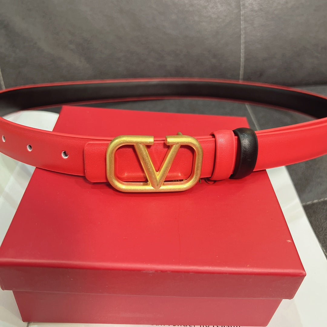 Women's Glossy Leather Metal Logo Belt