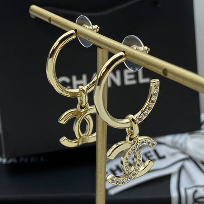 Golden Hoop Pendant Earrings