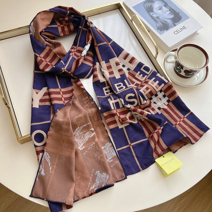 Four Color Classic Plaid Silk Scarf