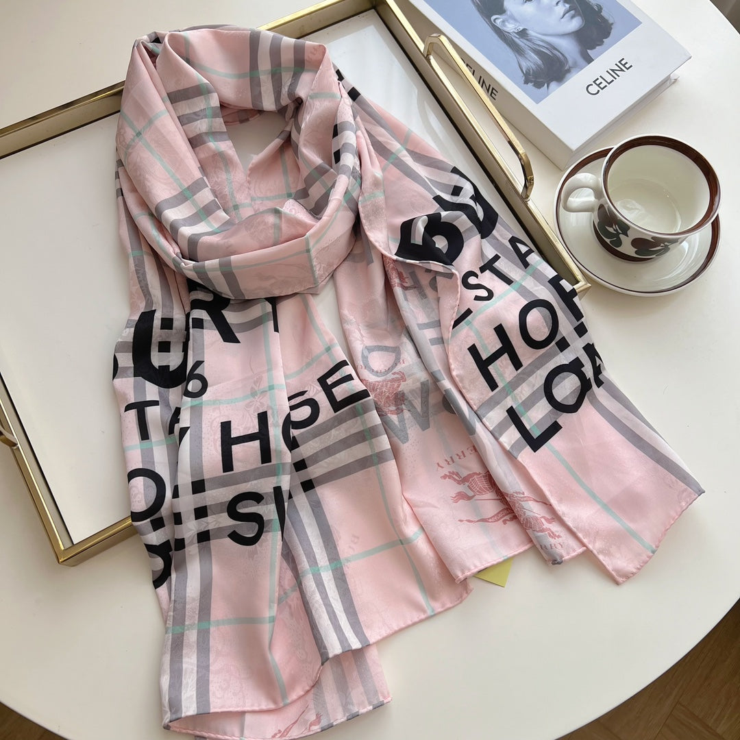 Four Color Classic Plaid Silk Scarf