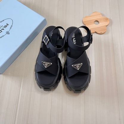 Triangle Logo Thick Sole Cross Sandals