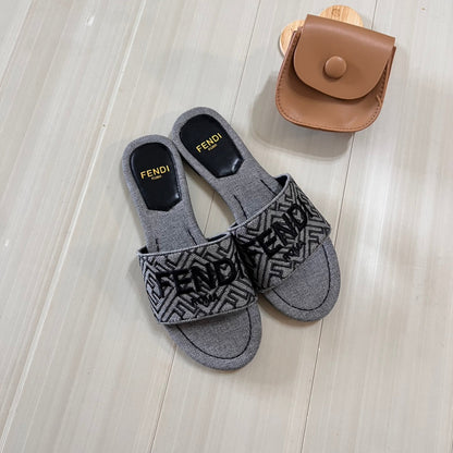 Canvas F Printed Flat Slippers