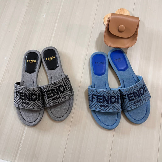 Canvas F Printed Flat Slippers