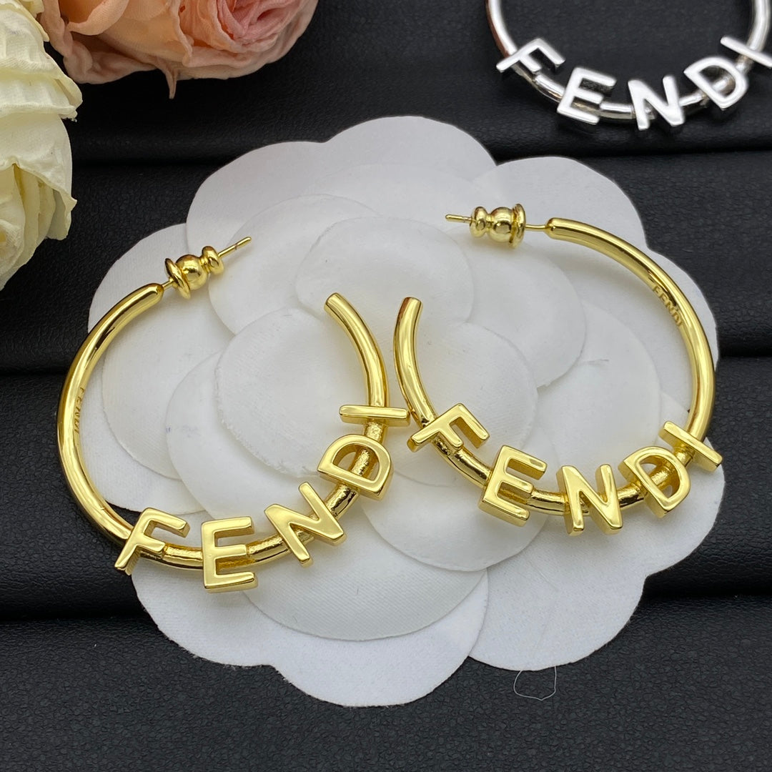 Fashion Letters Metal Hoop Earrings