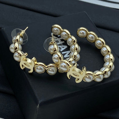 Pearl Hoop Elegant Earrings