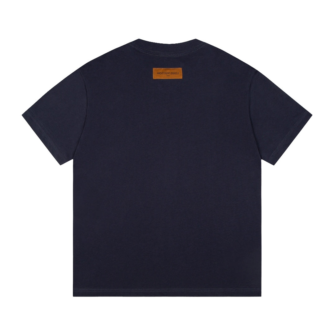 Dark blue all over print T-shirt