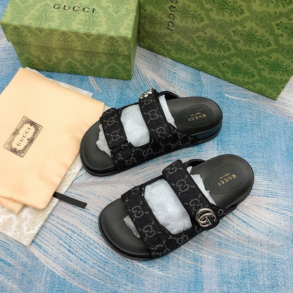 Vintage G Embossed Velcro Sandals