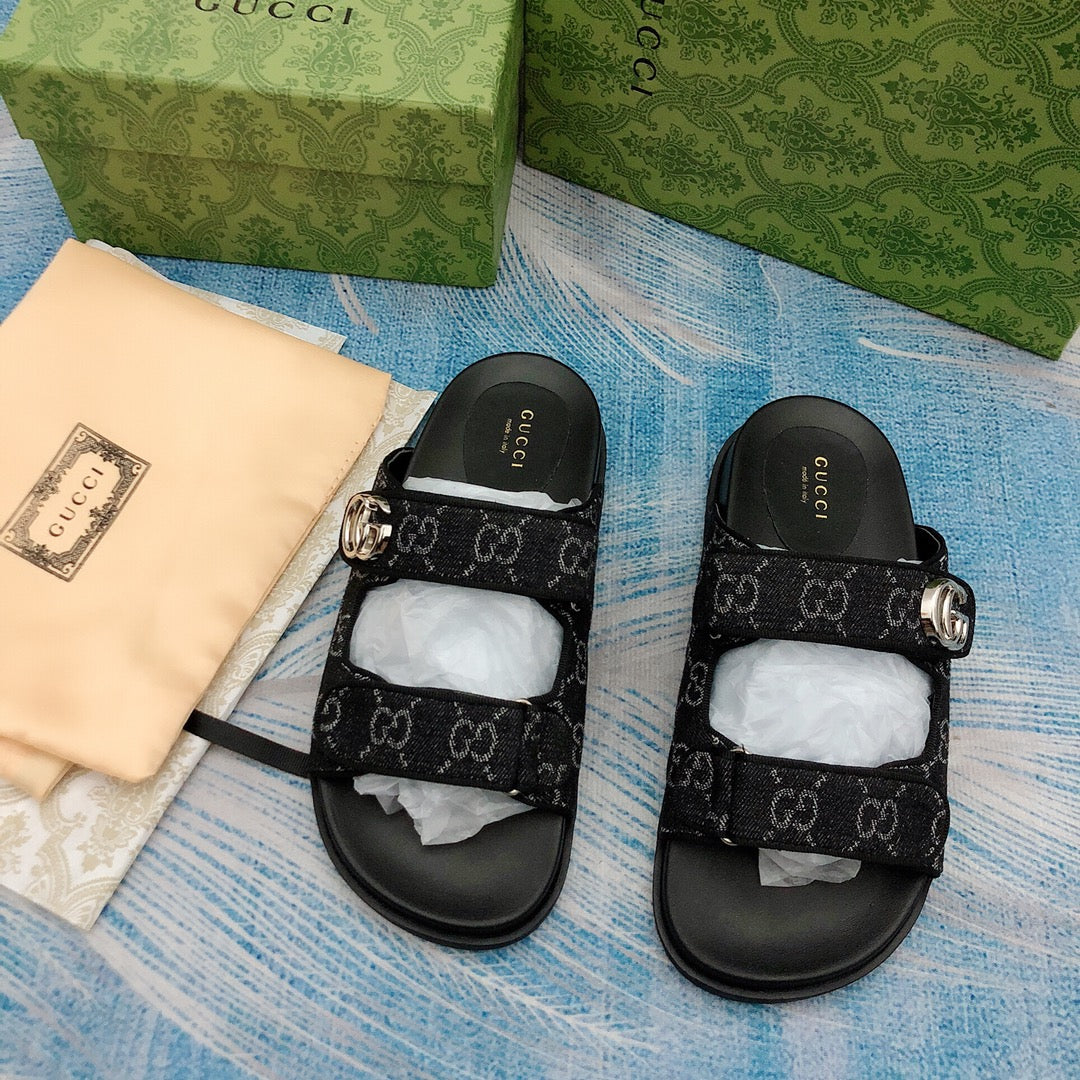 Vintage G Embossed Velcro Sandals