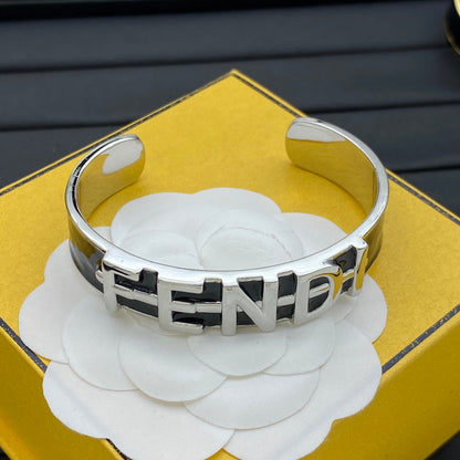 Letter Metal Enamel Open Bangle