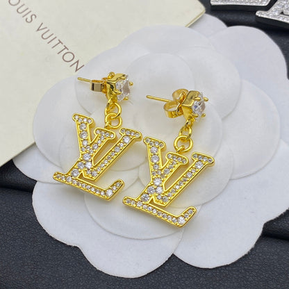 Diamond Logo Pendant Crystal Earrings