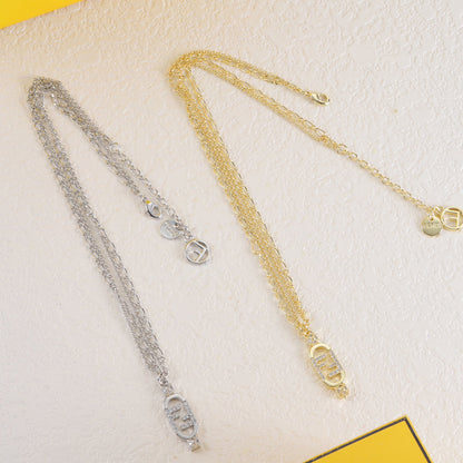 Interlocking F Crystal Necklace