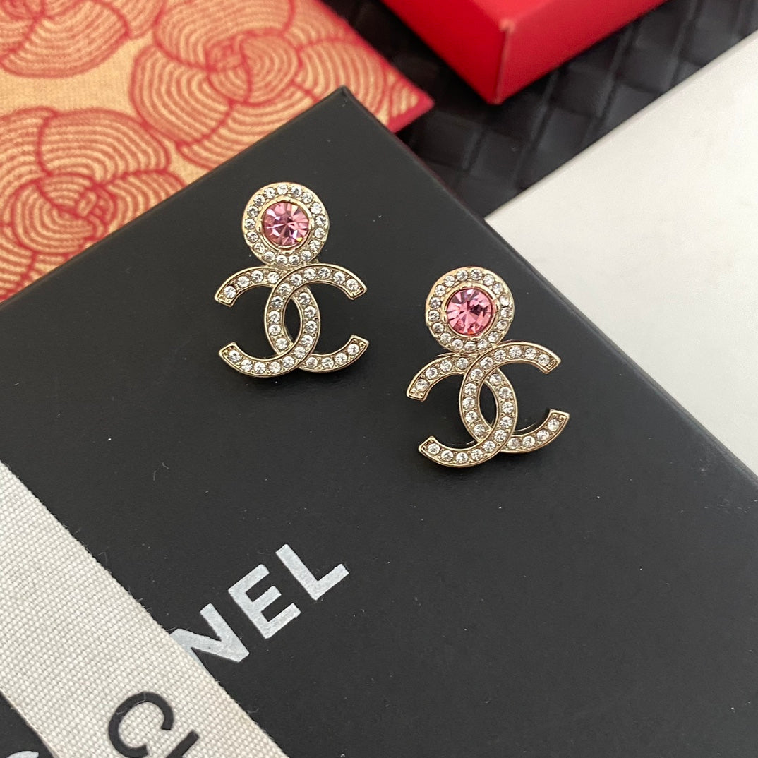 Pink Rhinestone Earrings