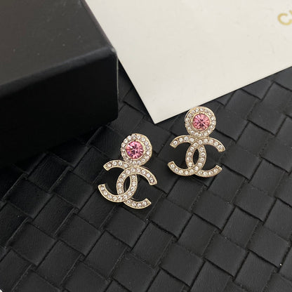 Pink Rhinestone Earrings