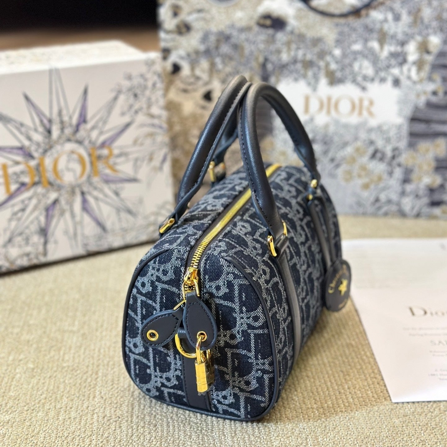 Blue Denim Dior Oblique Jacquard Groove 20 Bag