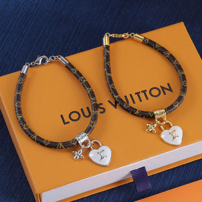 Heart Padlock Leather Bracelet