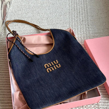 Retro Denim Canvas Tote Bag