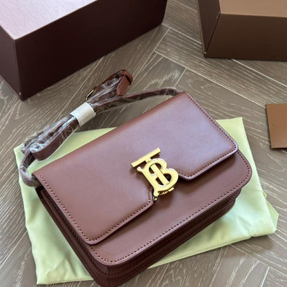 Brown Metal Buckle Tofu Bag